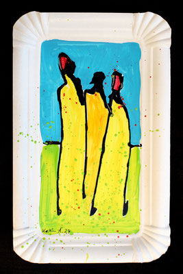 Karin Angerer | Pappteller Kunst 6 | 11 x 18 cm | Acrylic on paper plate (Pappteller) | 2024 | b500