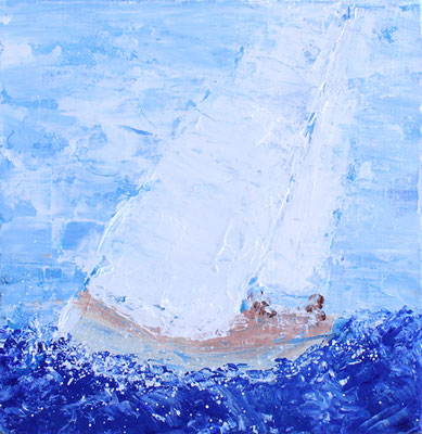 Karin Angerer | Segeln | 20 x 20 cm | Acrylic on canvas | 2017 | b300