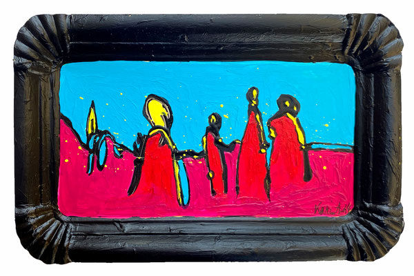 Karin Angerer | Pappteller Kunst 13 | 18 x 11 cm | Acrylic on paper plate (Pappteller) | 2024 | b508