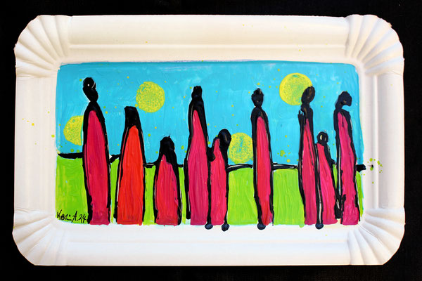 Karin Angerer | Pappteller Kunst 2 | 18 x 11 cm | Acrylic on paper plate (Pappteller) | 2024 | b496