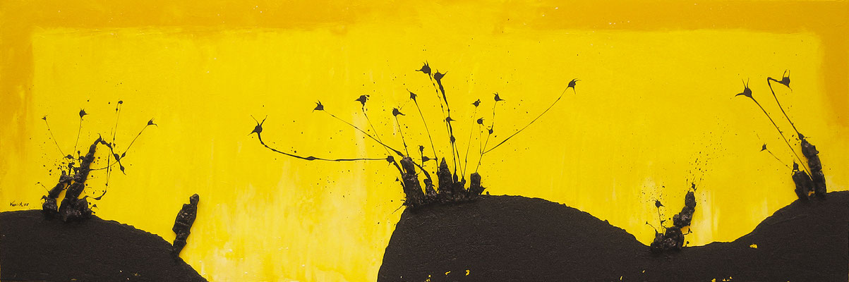Karin Angerer | Zauberwald | 150 x 50 cm | Collage, Acrylic on canvas | 2008 | o28