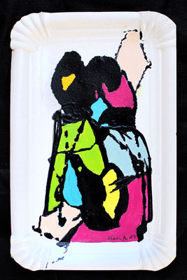 Karin Angerer | Pappteller Kunst 9 | 11 x 18 cm | Acrylic on paper plate (Pappteller) | 2024 | b503