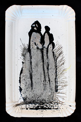 Karin Angerer | Pappteller Kunst 5 | 11 x 18 cm | Acrylic on paper plate (Pappteller) | 2024 | b499