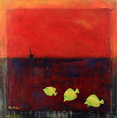 Karin Angerer | yellow submarine | 60 x 60 cm | Oil, Acrylic on canvas | 2015 | b256