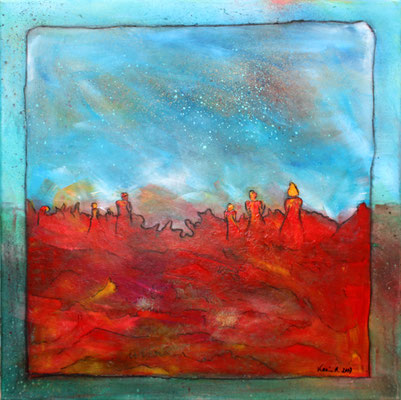 Karin Angerer | Begegnung ... | 60 x 60 cm | Acrylic on canvas | 2017 | b299