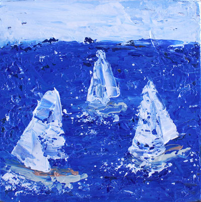Karin Angerer | Segeln | 20 x 20 cm | Acrylic on canvas | 2017 | b301