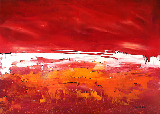 Karin Angerer | Banco d'Orio (rosso) | 70 x 50 cm | Acrylic on paper (Papier) | 2020 | b404