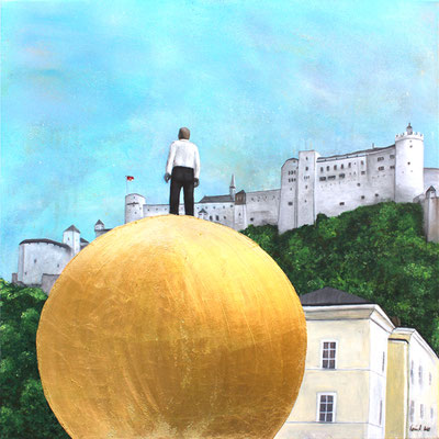 Karin Angerer | Salzburg | 80 x 80 cm | Acrylic, Gold foil (Blattgold) on canvas | 2021 | b410