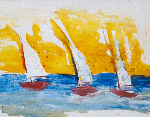 Karin Angerer | Segeln | 40 x 30 cm | Ink, charcoal, acrylic on linen paper | 2008 | b125