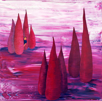 Karin Angerer | Landscape pink | 80 x 80 cm | Acrylic on canvas | 2009 | b141