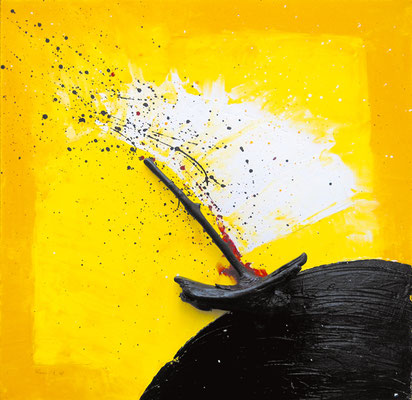 Karin Angerer | Weltumsegler | 60 x 60 cm | piece of wood, Acrylic on canvas | 2007 | o13