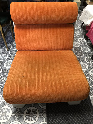 Fauteuil vintage tissu orange