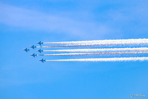 飛行機とブルーインパルス