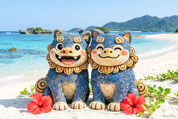 海辺のシーサー