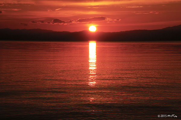 琵琶湖の夕陽（９月）