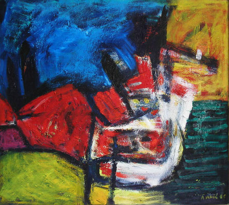 Večer crvenog brijega, 1985. ulje, 85x80cm