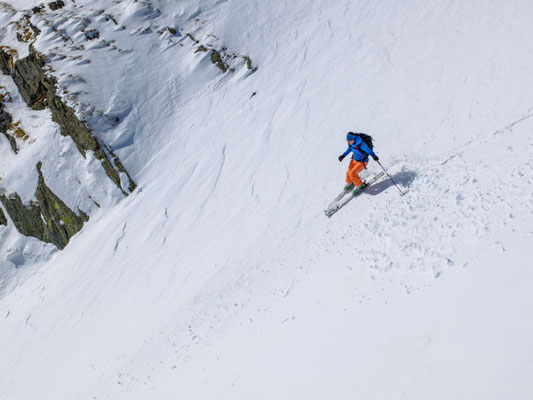Steiles Couloir beim Lej dal Lunghin