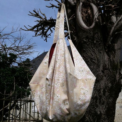 Grand sac tissu japonais fleurs de cerisiers Sakura