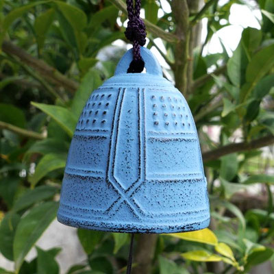 Cloche japonaise en fonte, carillon ou Furin Bleu clair
