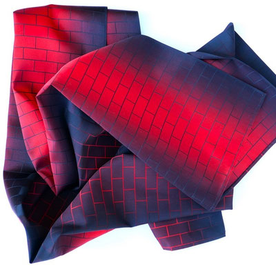Echarpe en soie japonaise rouge et marron