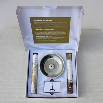 Coffret encens japonais et porte encens en céramique