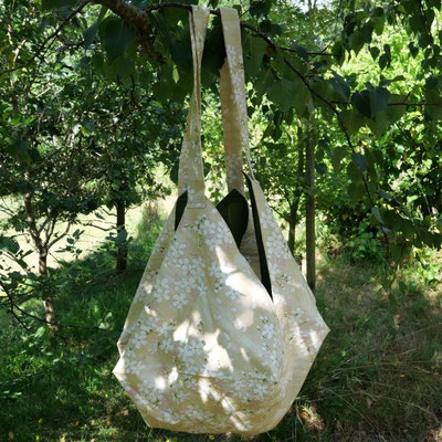 Grand sac tissu japonais cerisiers en fleurs
