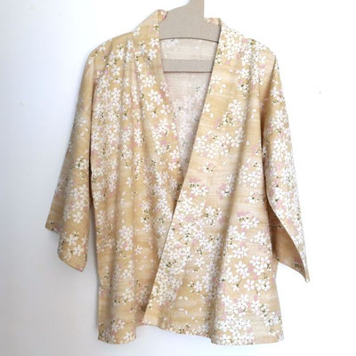 Veste tissu japonais coton fleurs de cerisiers Sakura