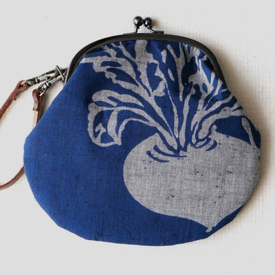 Porte monnaie tissu japonais Gros radis indigo