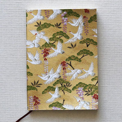 carnet vol de grues sur fond or