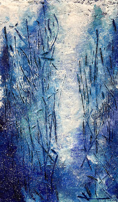 「雪明かり」 　M３号　27.3×16.0cm   キャンバスにアクリル、油彩
