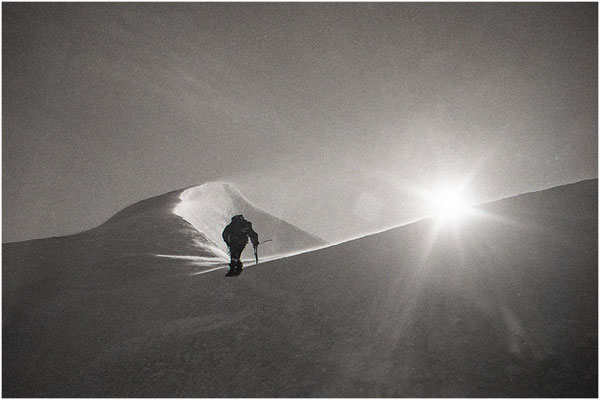 Arrivée sur l'arête de Bionnassay après la face nord