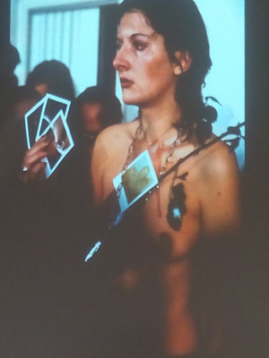 MARINA ABRAMOVIC, Rhythm 0, 1974, slide show and exhibition props (picture of a slide, seen at Palazzo Strozzi, Florence, in the show «The Cleaner», 21st September 2018)