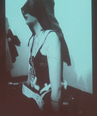 MARINA ABRAMOVIC, Rhythm 0, 1974, slide show and exhibition props (picture of a slide, seen at Palazzo Strozzi, Florence, in the show «The Cleaner», 21st September 2018)