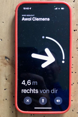 Suche des AirTags im Nahbereich mit der App "Wo ist?"