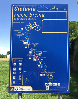 Übersicht Radweg entlang der Brenta