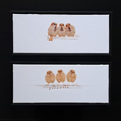 Koorballetjes | Dameskoortje  huismus olieverf schilderij
