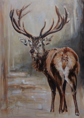 Edelhert/Red deer | oil on linen | 100x140cm