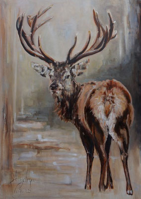 Edelhert/Red deer | oil on linen | 100x140cm