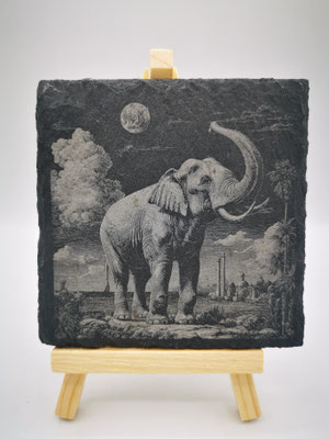 Schieferplatte mit Elephant  