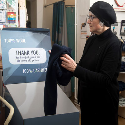 Recycling von Wolle und Kaschmir im supermarché