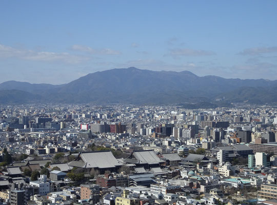 京都タワーから。手前の大伽藍は西本願寺。