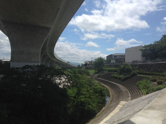 柳谷橋から下流。このあたりで大きく湾曲する。