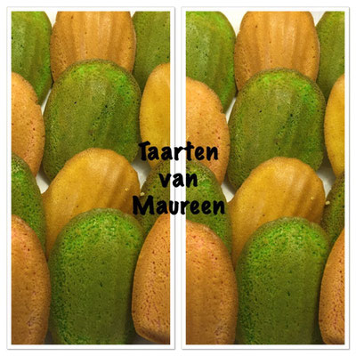 Madeleines in de smaken pistache en vanille en chocolade stukjes