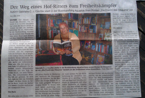 Wormser Wochenblatt vom 18.09.2013, Artikel von Bea Witt
