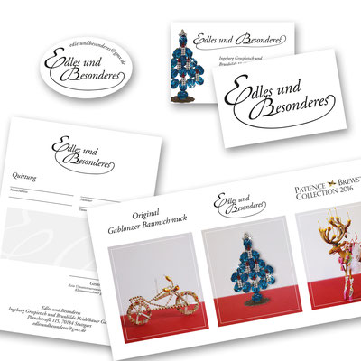 Logoentwicklung, Gestaltung der Geschäftsaustattung, Quittungsblock, Visitenkarten, Aufkleber und Postkarte