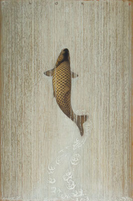 2007年「登龍門」・30M日本橋三越での個展「∞INFINITYI」に出品した作品。龍門の瀧を登り切った鯉は、龍になる。