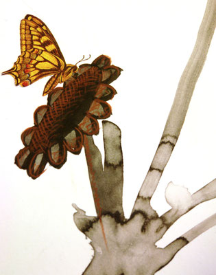 Serie: Das Leben und Leiden der Schmetterlinge (4), Mischtechnik, ca. A4 (copyright: oya-kunst, Nadide Ruthammer)