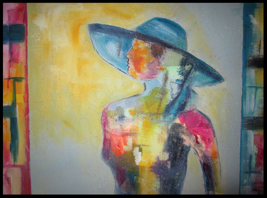 Frau mit Hut und Gaze (50x70cm) Nr. 705