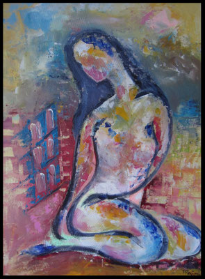 Die Sitzende und Gaze (50x70cm) Nr. 706