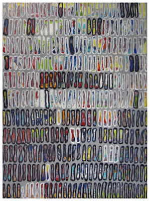 Strukturpastenfenster (umrandet und mittelgraumeliert, 110x90cm) Nr. 626